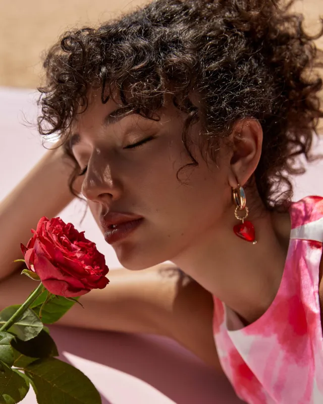 Lana Earrings - Red Gold sold by Peppermayo