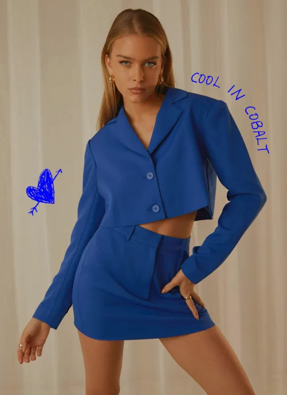 Mariah Cropped Blazer - Cobalt sold by Peppermayo