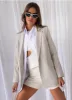 Mia Oversized Blazer - Stone Pinstripe sold by Peppermayo