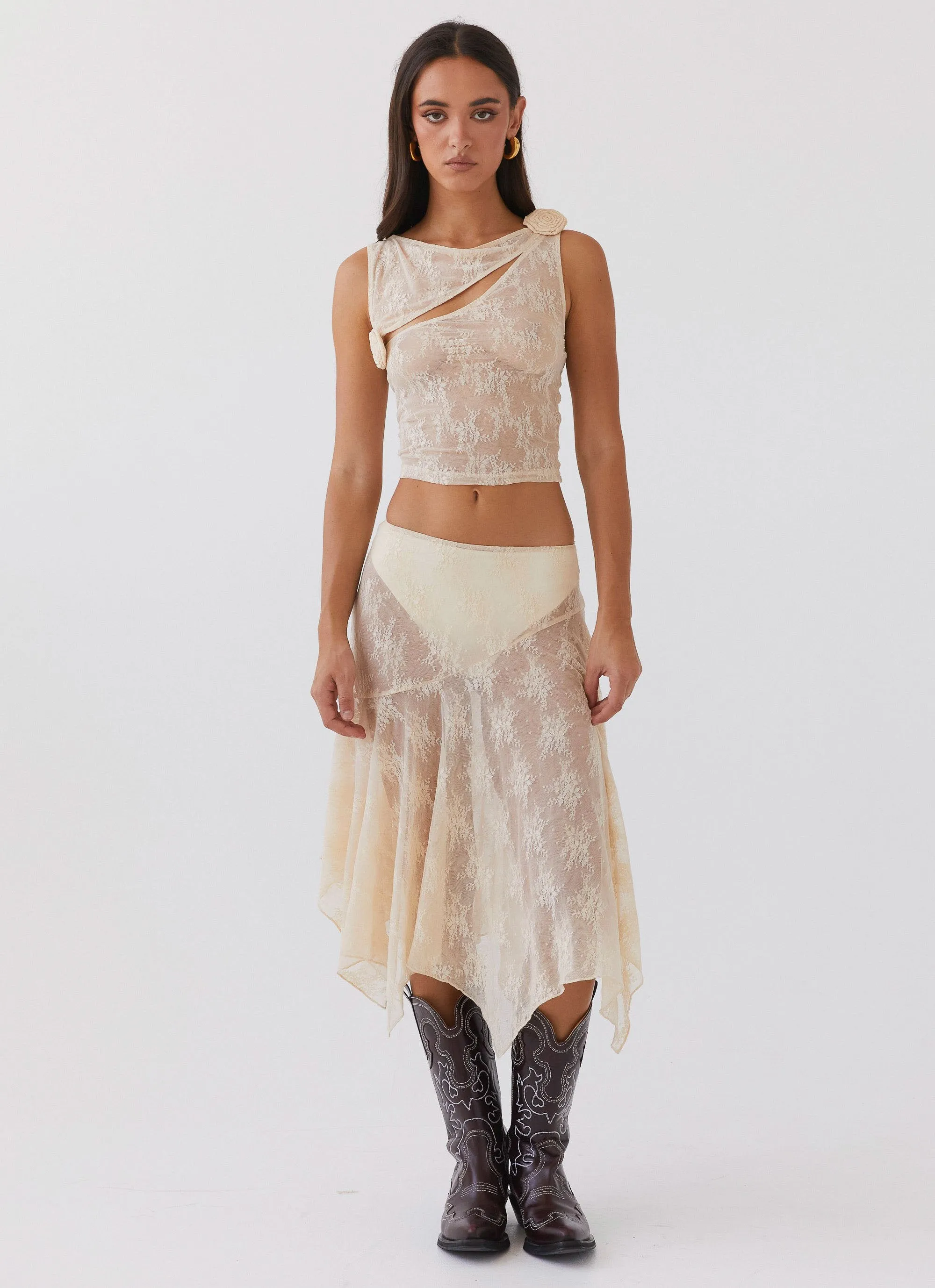 Nakia Lace Midi Skirt - Ivory sold by Peppermayo product image thumbnail 2