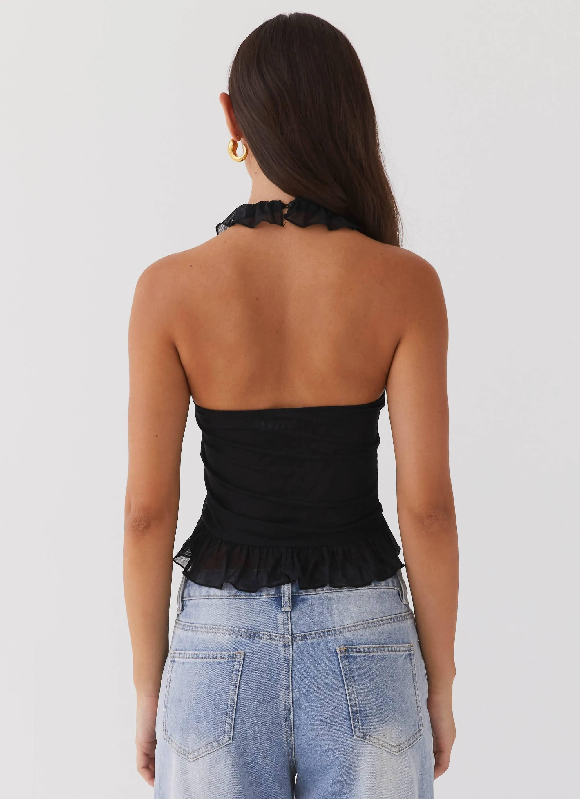 Tanya Mesh Frill Top - Black sold by Peppermayo product image thumbnail 5
