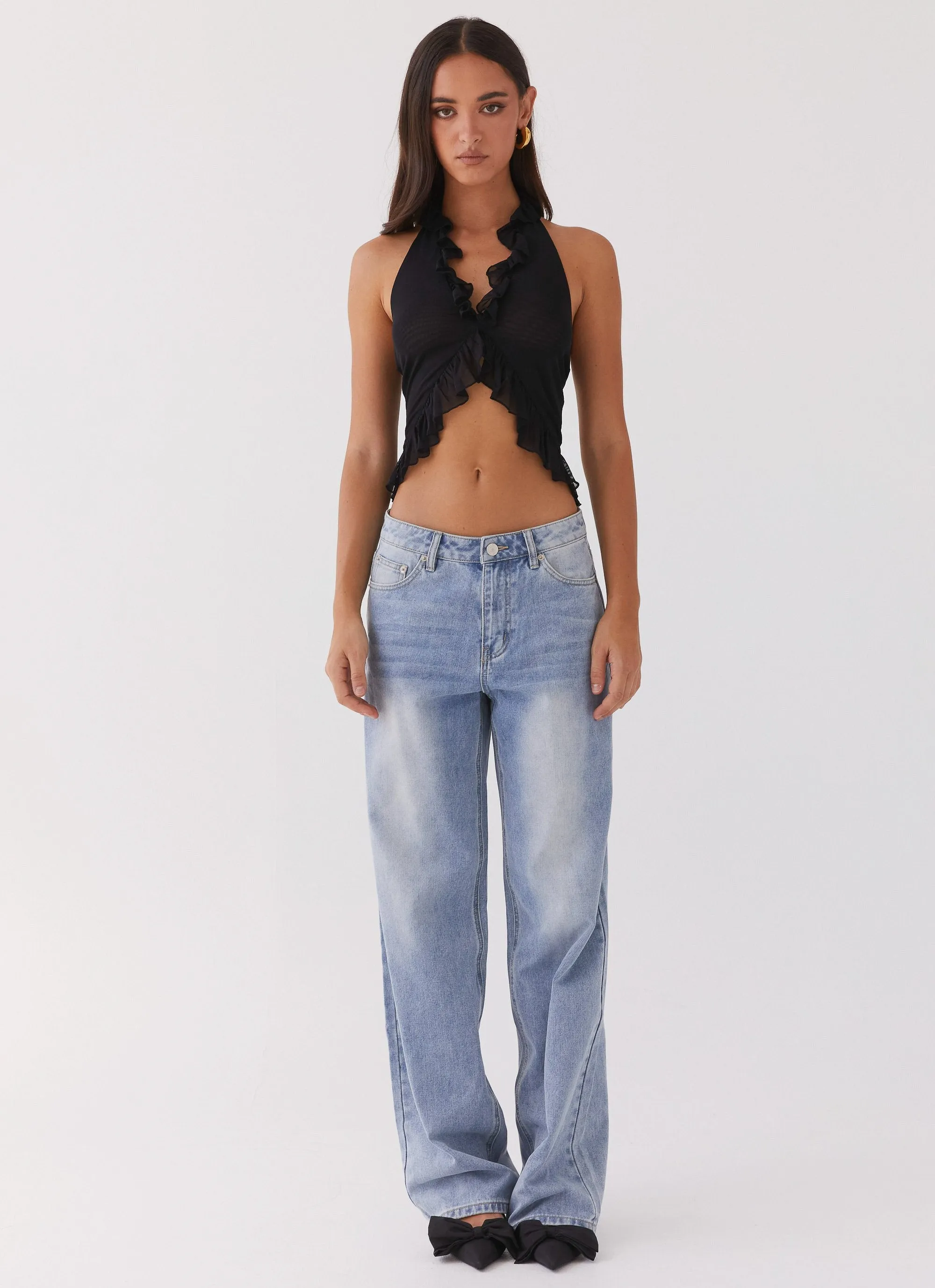 Tanya Mesh Frill Top - Black sold by Peppermayo product image thumbnail 2