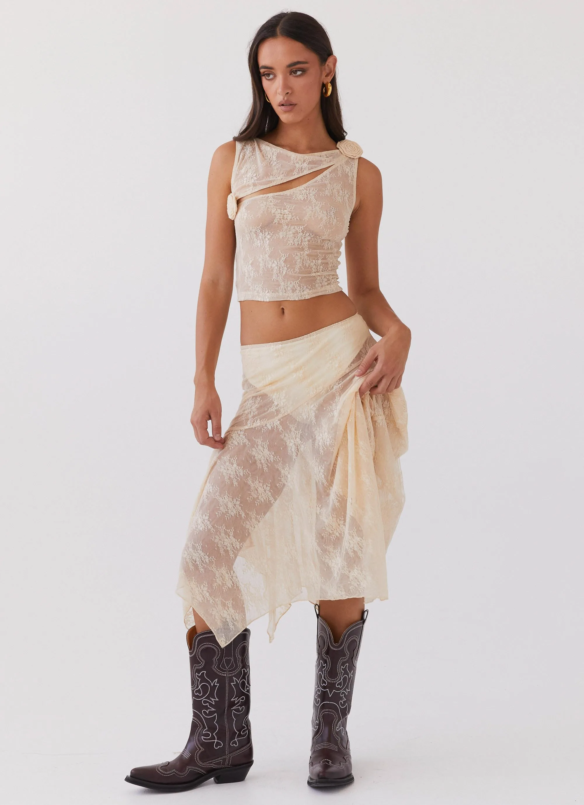 Nakia Lace Midi Skirt - Ivory sold by Peppermayo product image thumbnail 4