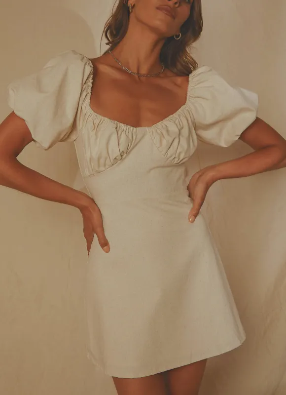 San Sebastian Linen Mini Dress - Oatmeal sold by Peppermayo
