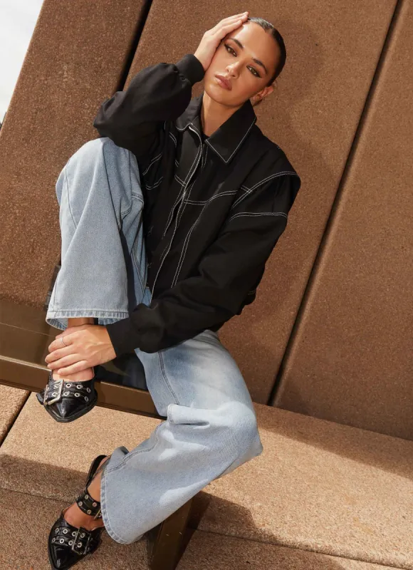 Take The Lead Oversized Bomber Jacket - Shadow sold by Peppermayo