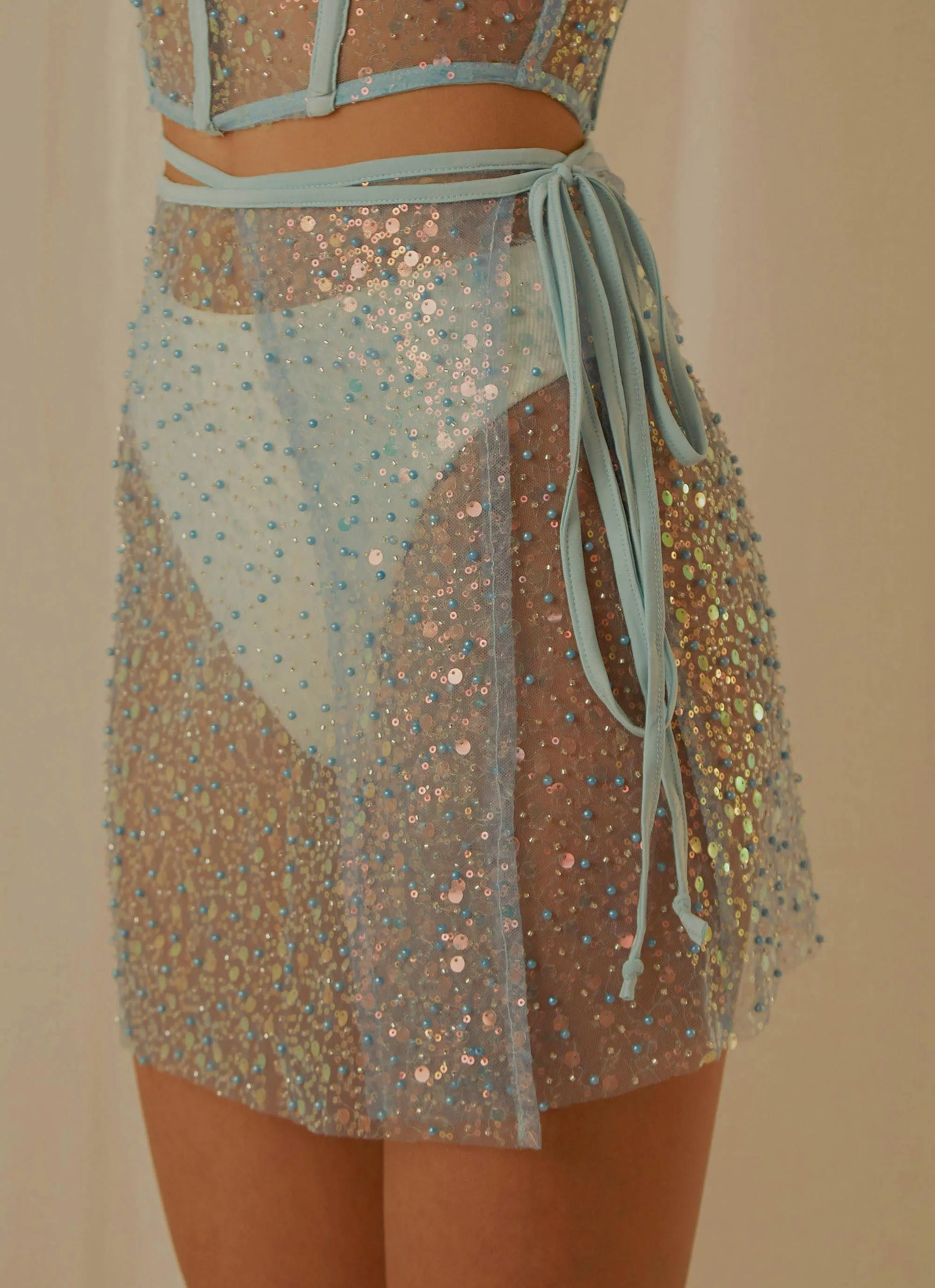 Double Rainbow Mini Skirt - Sky Blue sold by Peppermayo product image thumbnail 3