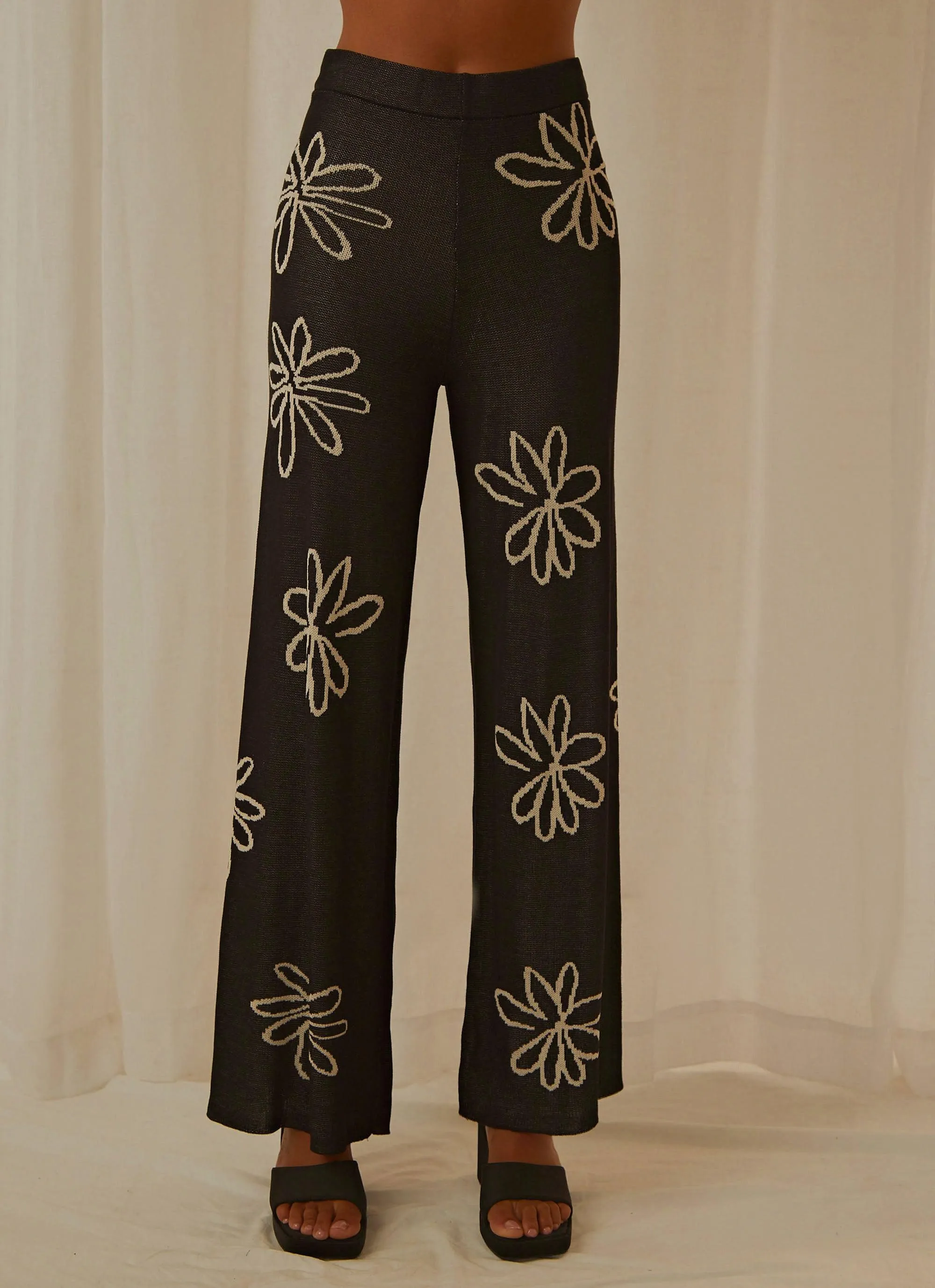 Floral Takeover Knit Pants - Black sold by Peppermayo product image thumbnail 3