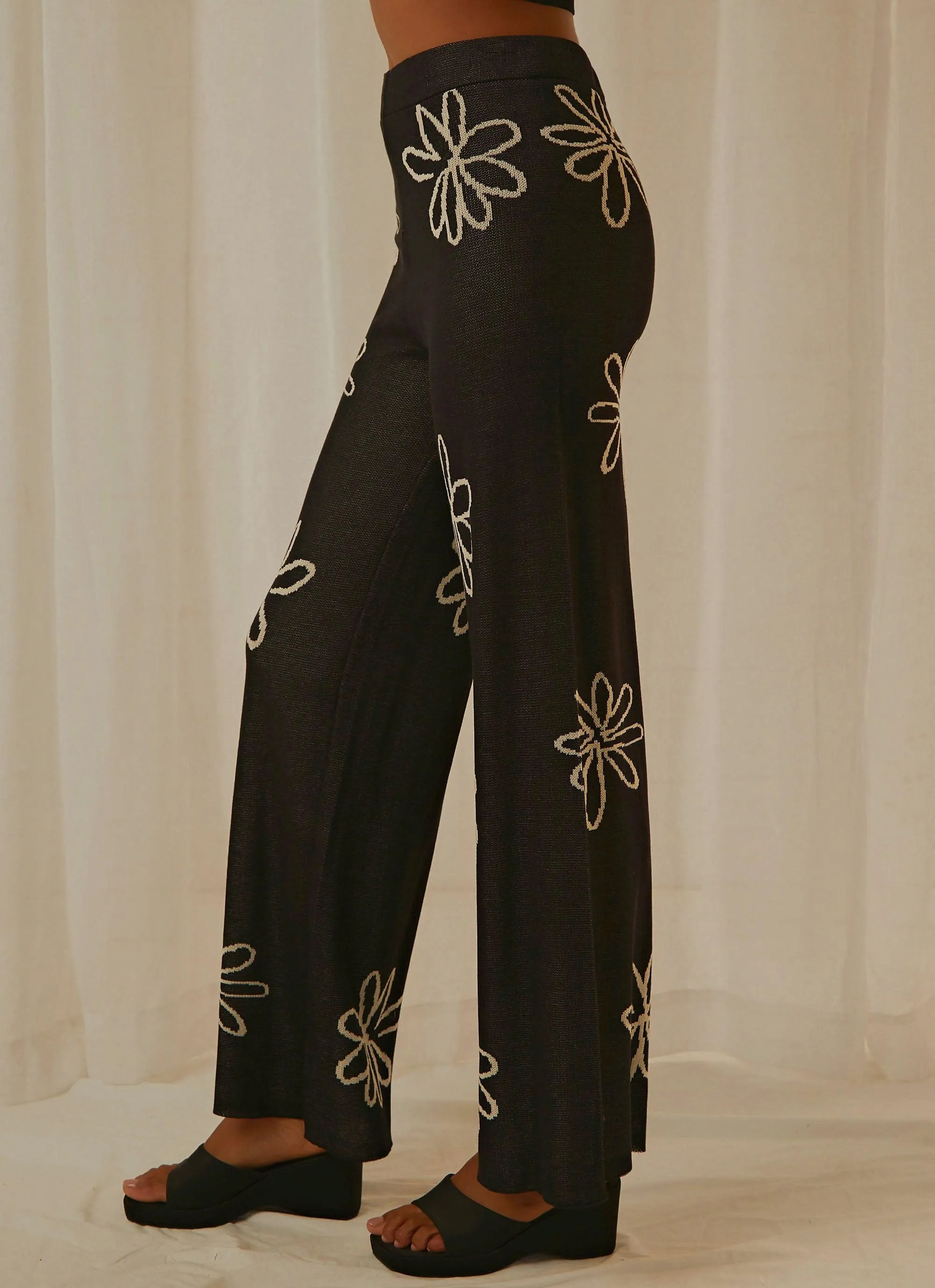 Floral Takeover Knit Pants - Black sold by Peppermayo product image thumbnail 4