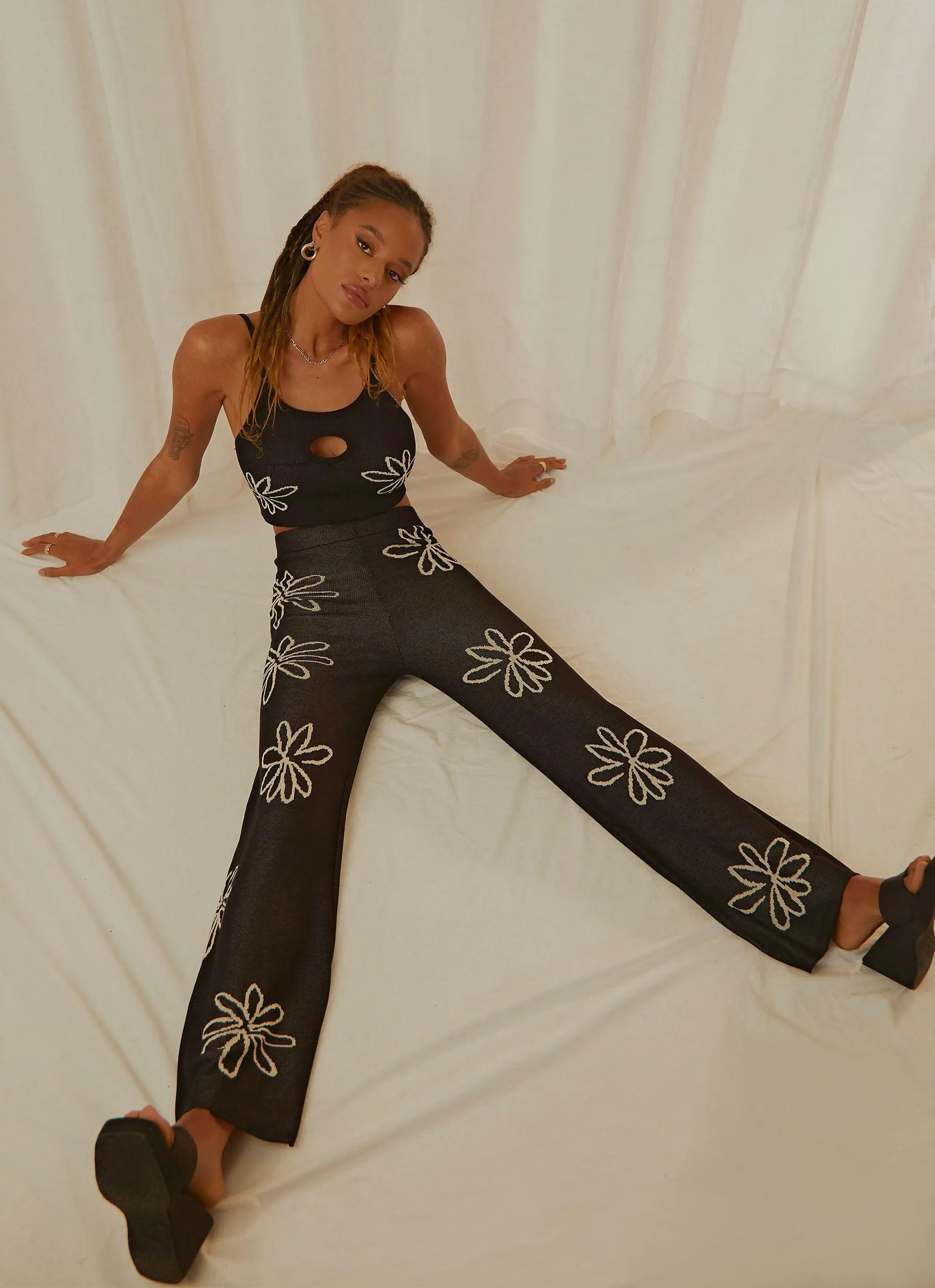 Floral Takeover Knit Pants - Black sold by Peppermayo product image thumbnail 2