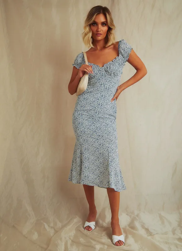 Kelly Von Midi Dress - Blue sold by Peppermayo