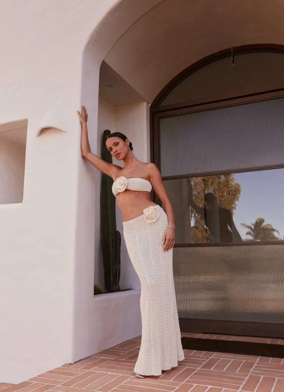 Kelcie Rose Crochet Maxi Skirt - Ivory sold by Peppermayo