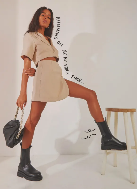 New York City Skirt - Taupe sold by Peppermayo