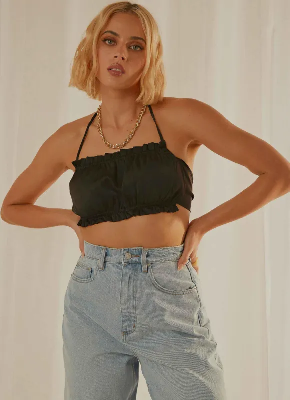 Faye Top - Black Satin sold by Peppermayo