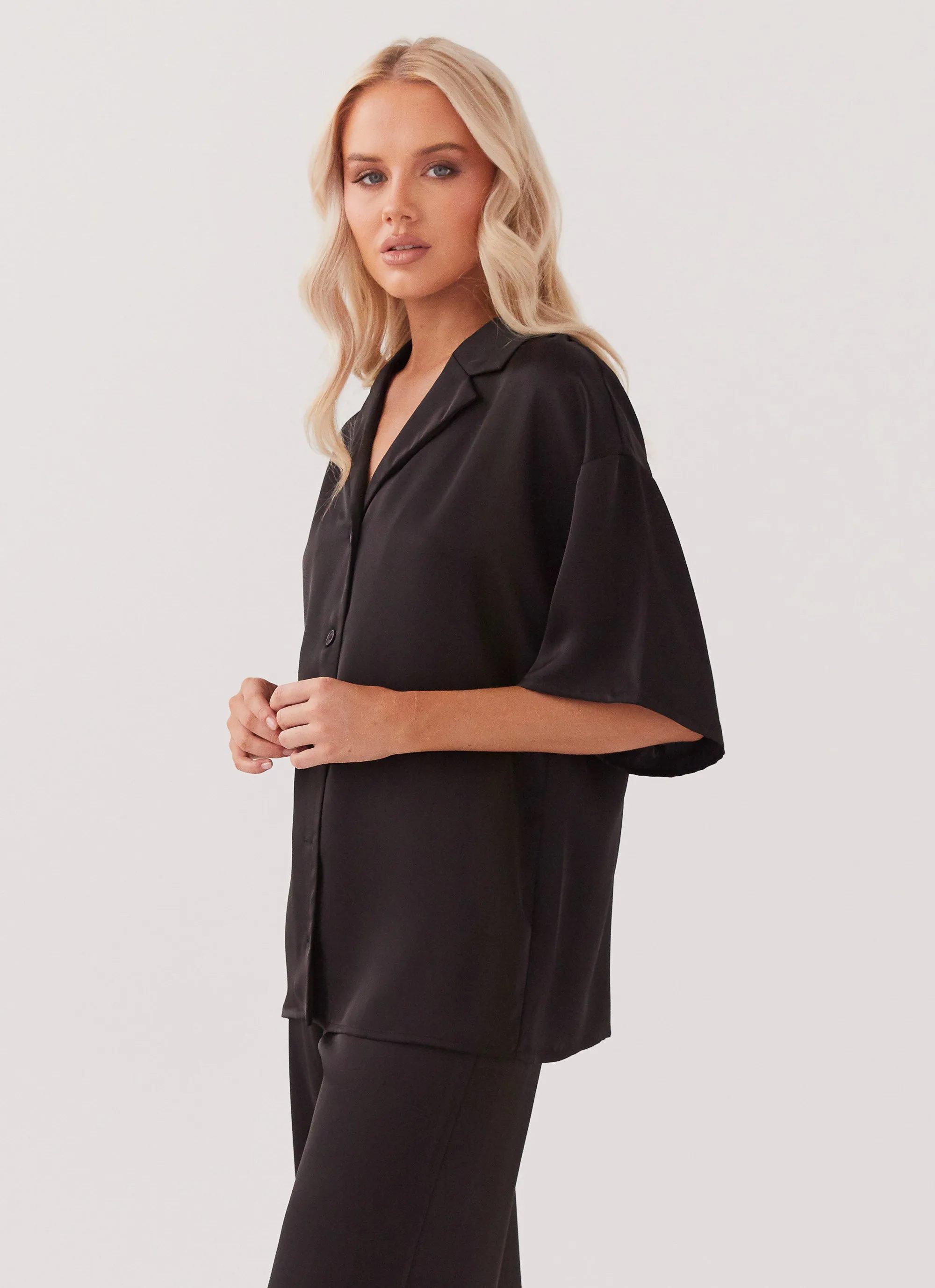 Palm Cove Satin Shirt - Black sold by Peppermayo product image thumbnail 4