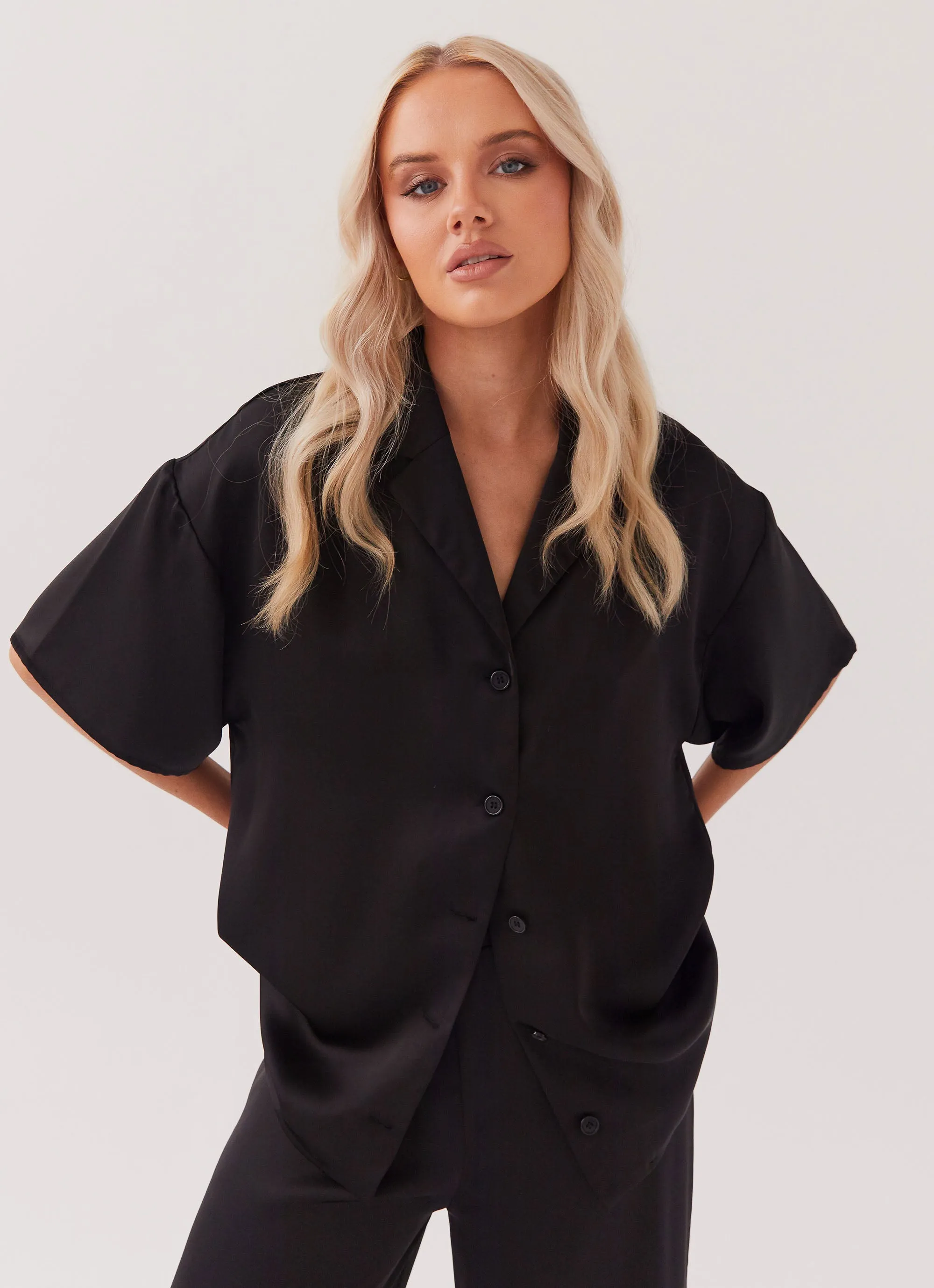 Palm Cove Satin Shirt - Black sold by Peppermayo product image thumbnail 2