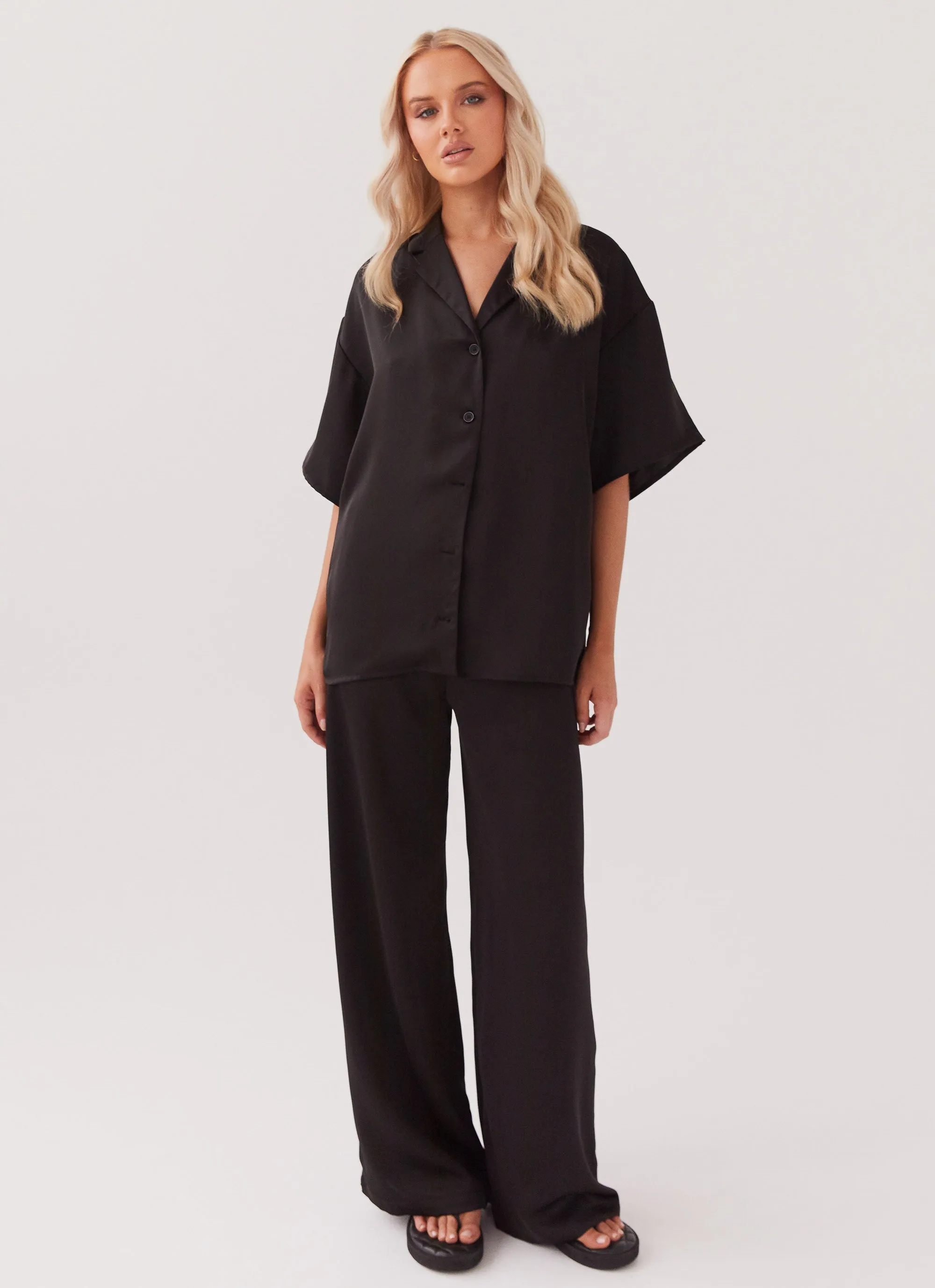 Palm Cove Satin Shirt - Black sold by Peppermayo product image thumbnail 3