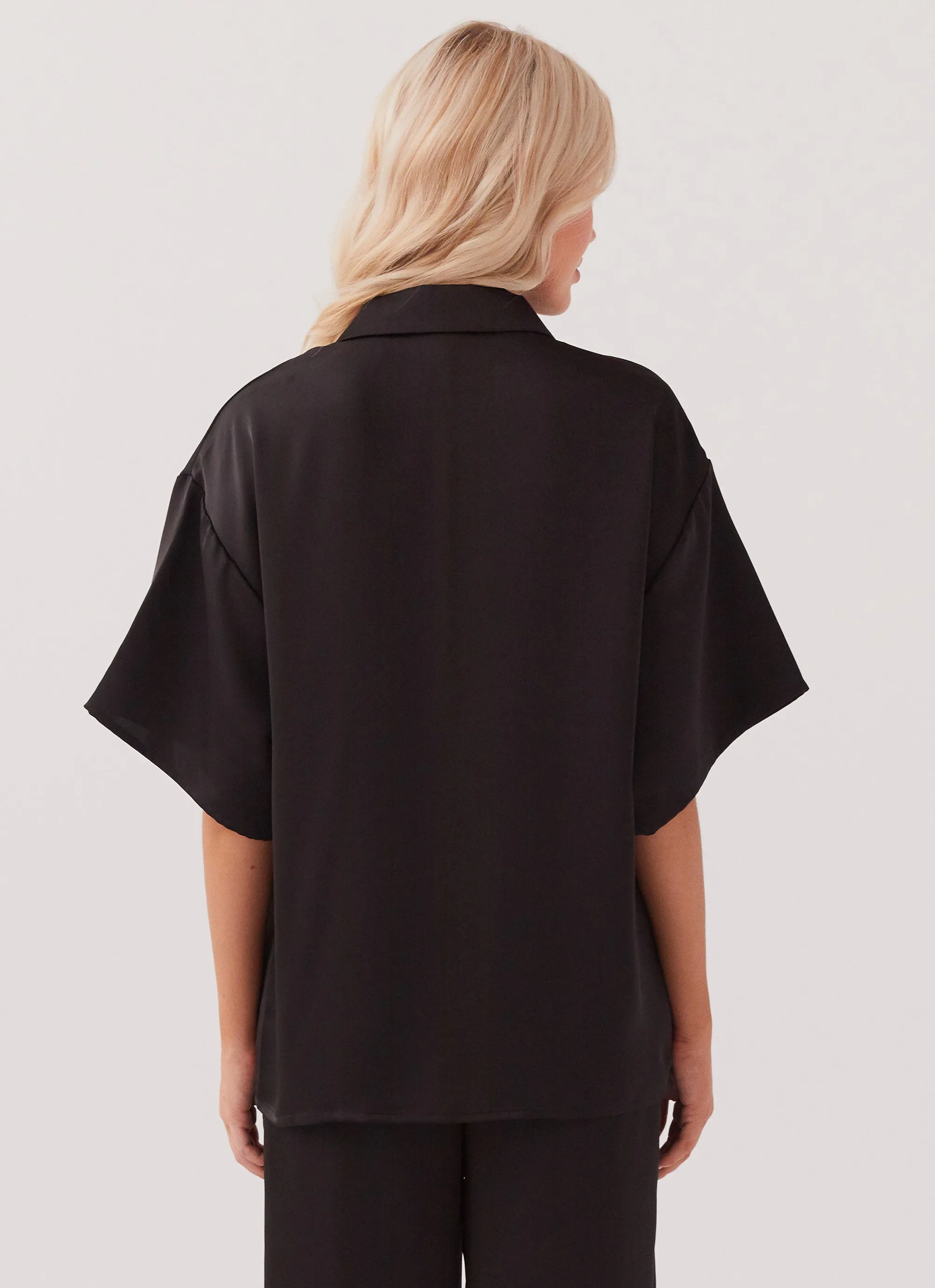 Palm Cove Satin Shirt - Black sold by Peppermayo product image thumbnail 5