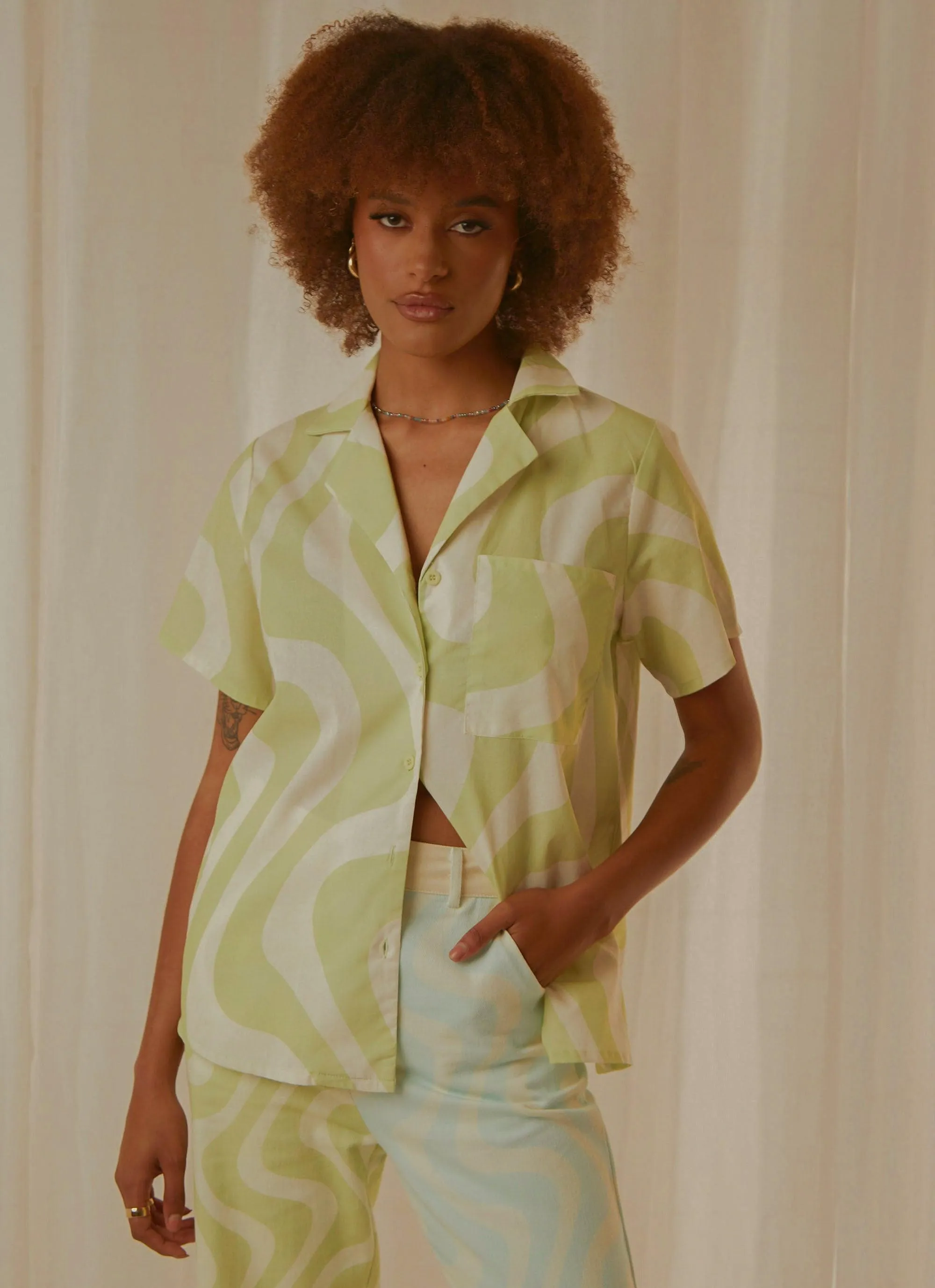 Feels Like Sunday Shirt - Lime Wave sold by Peppermayo