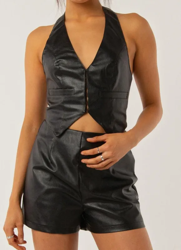 Music Muse Vest Top - Black PU sold by Peppermayo