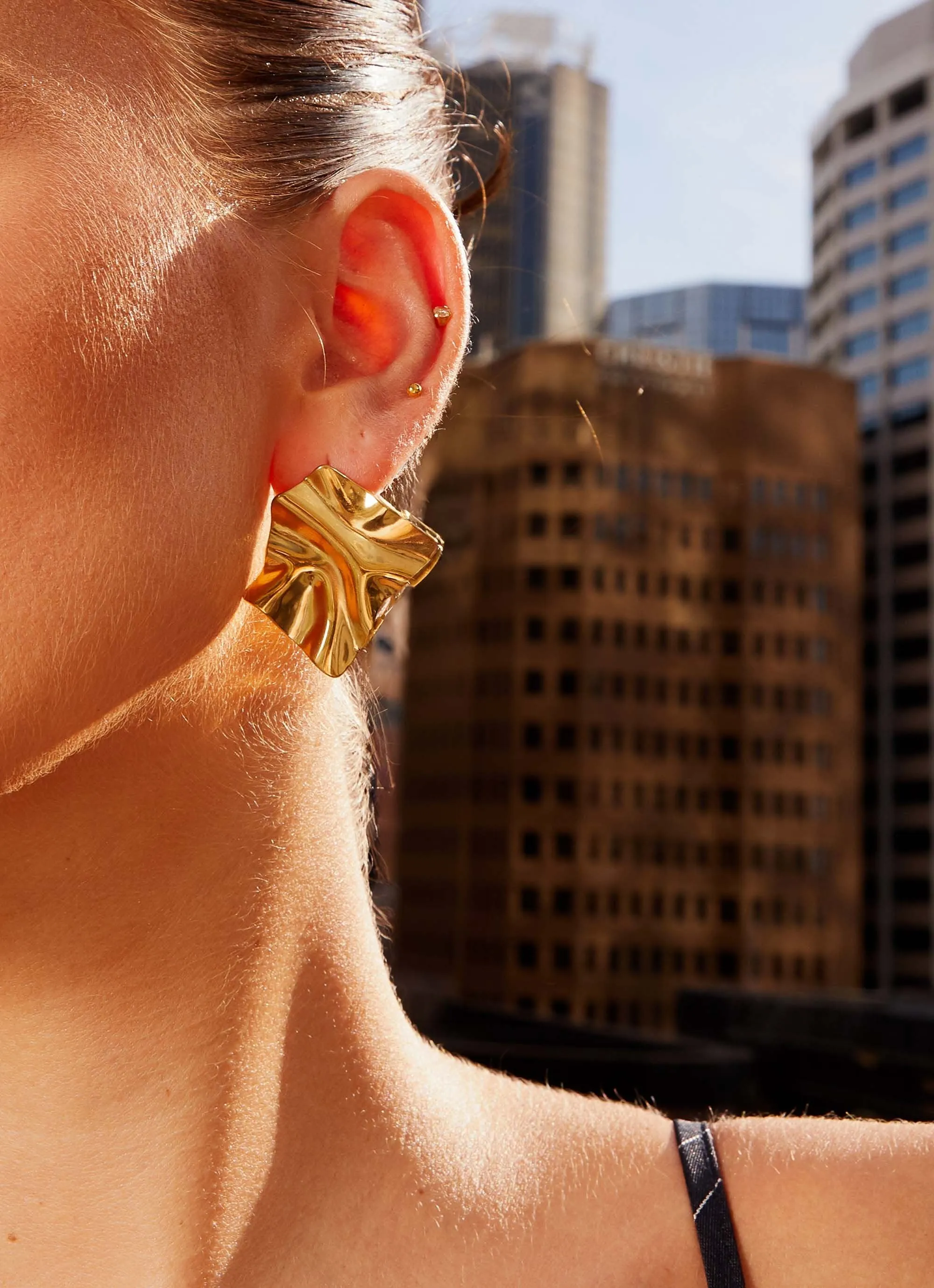 Statement Fold Earrings - Gold sold by Peppermayo product image thumbnail 2