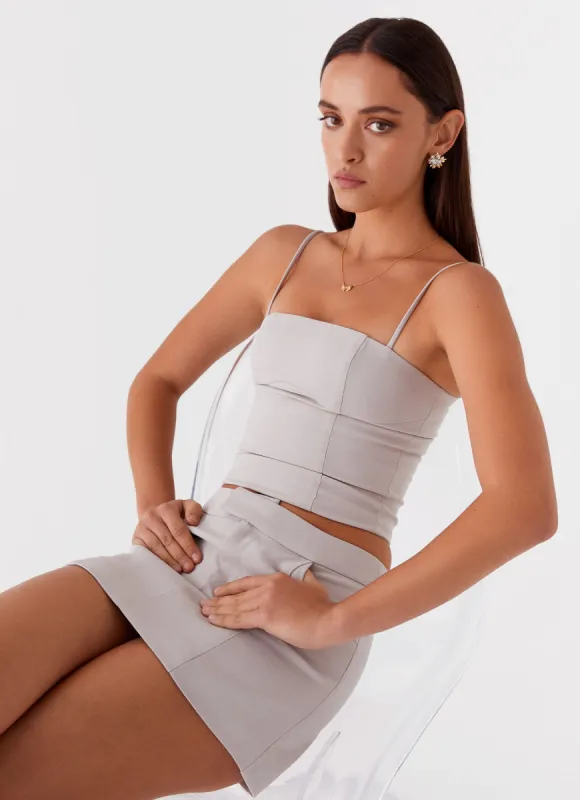 Eliana Crop Top - Grey sold by Peppermayo
