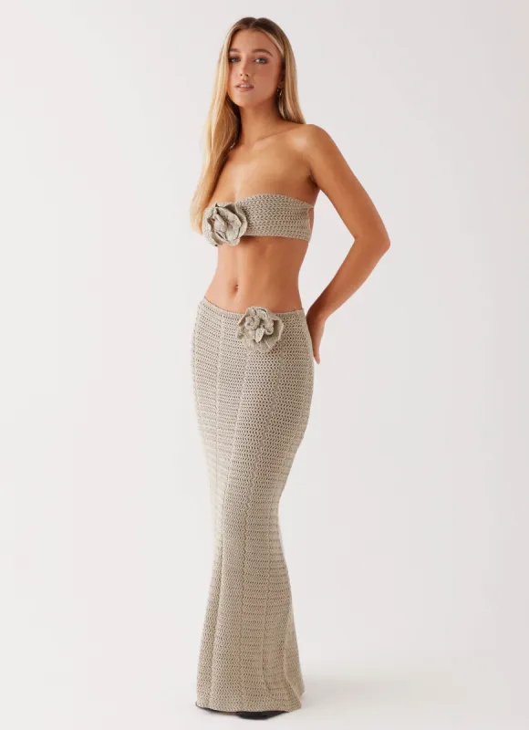 Kelcie Rose Crochet Maxi Skirt - Sage sold by Peppermayo
