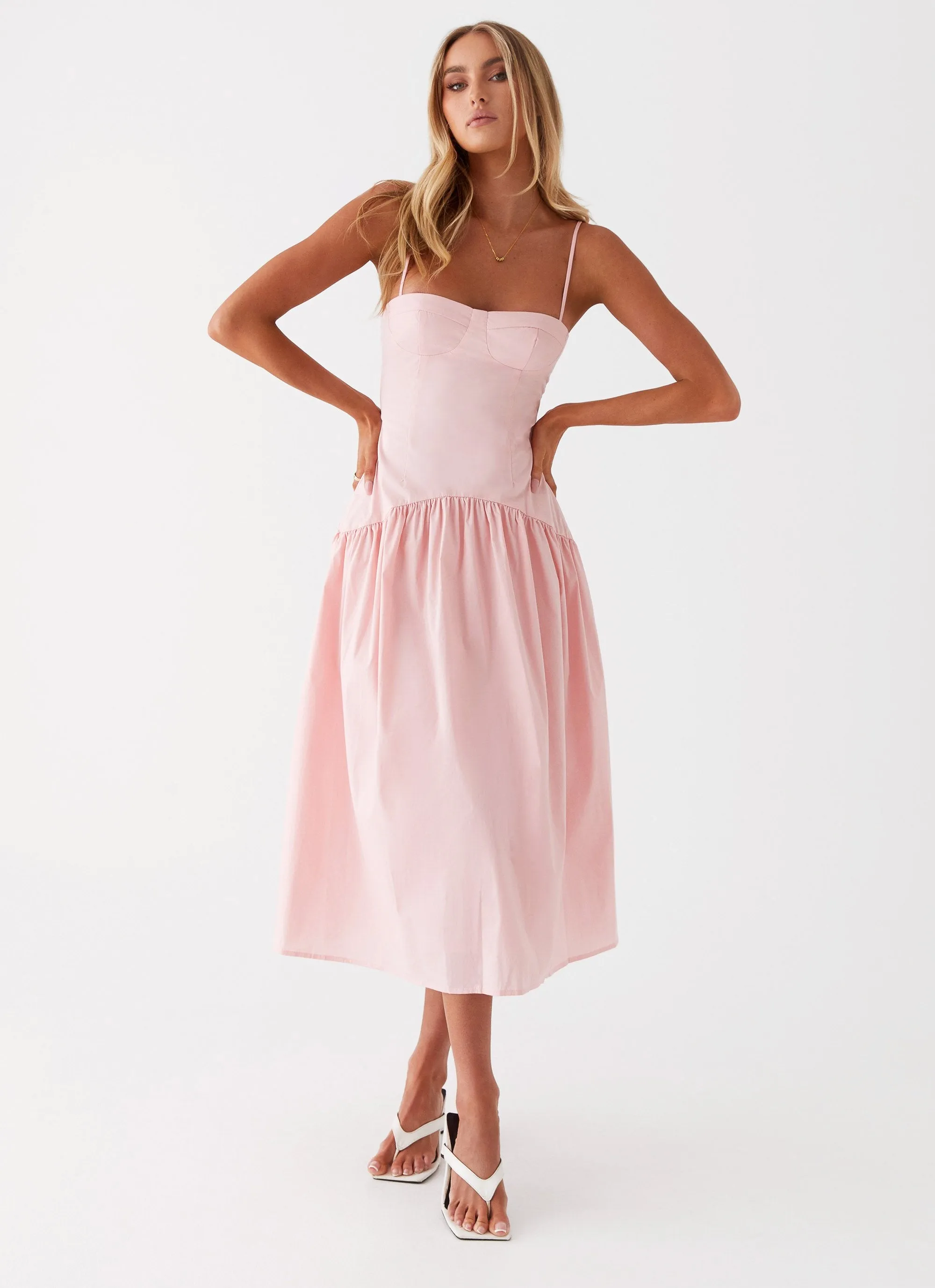 Yvette Corset Midi Dress - Pink sold by Peppermayo