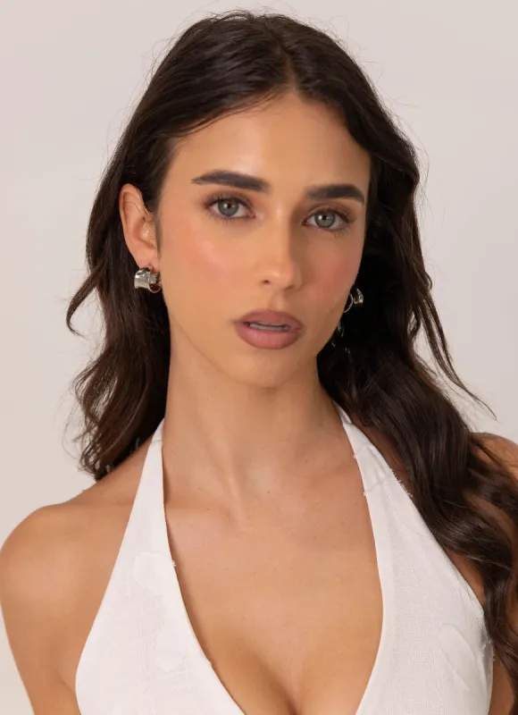 More Than Words Hoop Earrings - Silver sold by Peppermayo