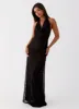 Tempest Cowl Neck Maxi Dress - Black sold by Peppermayo