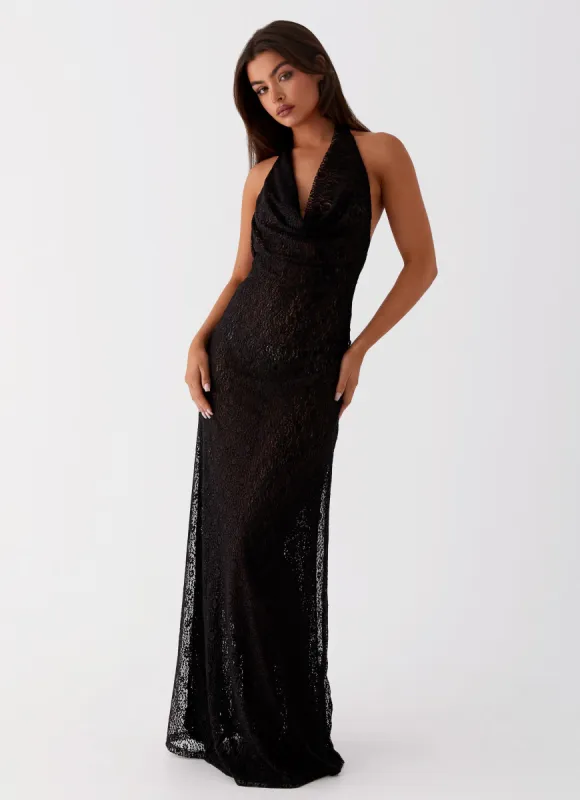 Tempest Cowl Neck Maxi Dress - Black sold by Peppermayo