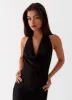 Tempest Cowl Neck Maxi Dress - Black sold by Peppermayo
