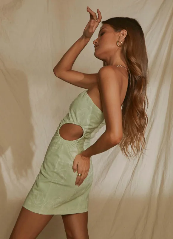 Miya Linen Mini Dress - Sage sold by Peppermayo