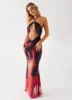 Rheanna Maxi Dress - Pink Print sold by Peppermayo