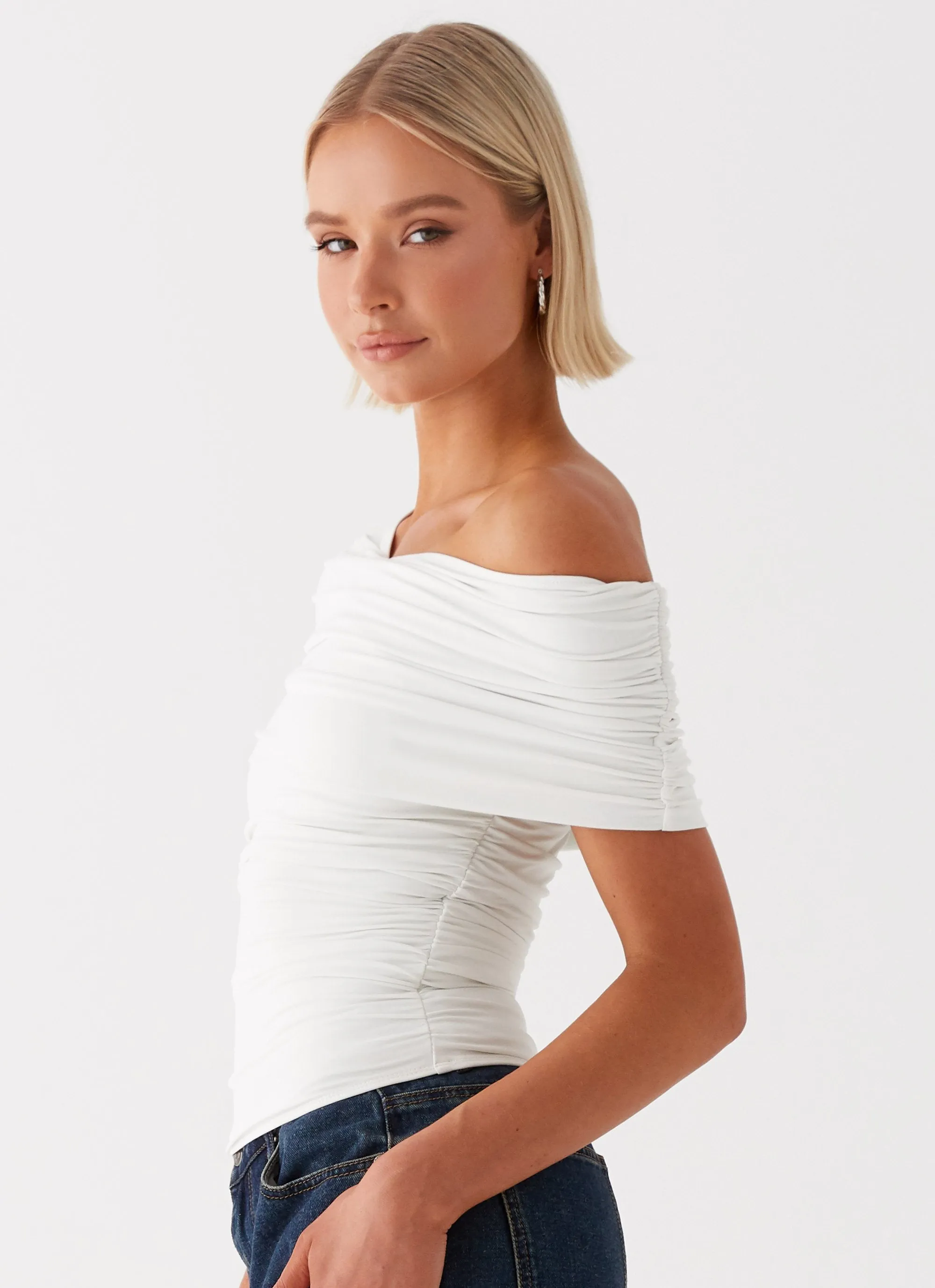 Gabbie Off Shoulder Top - White sold by Peppermayo product image thumbnail 3