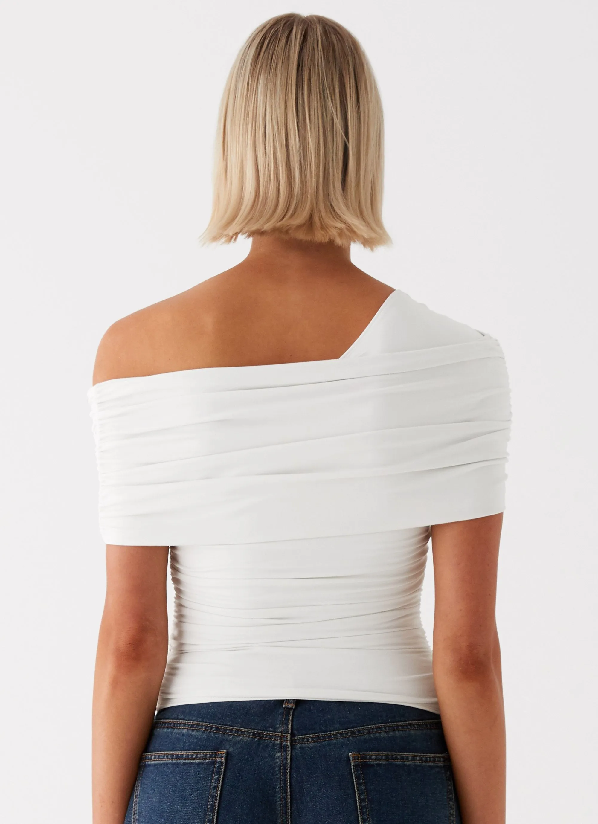 Gabbie Off Shoulder Top - White sold by Peppermayo product image thumbnail 4