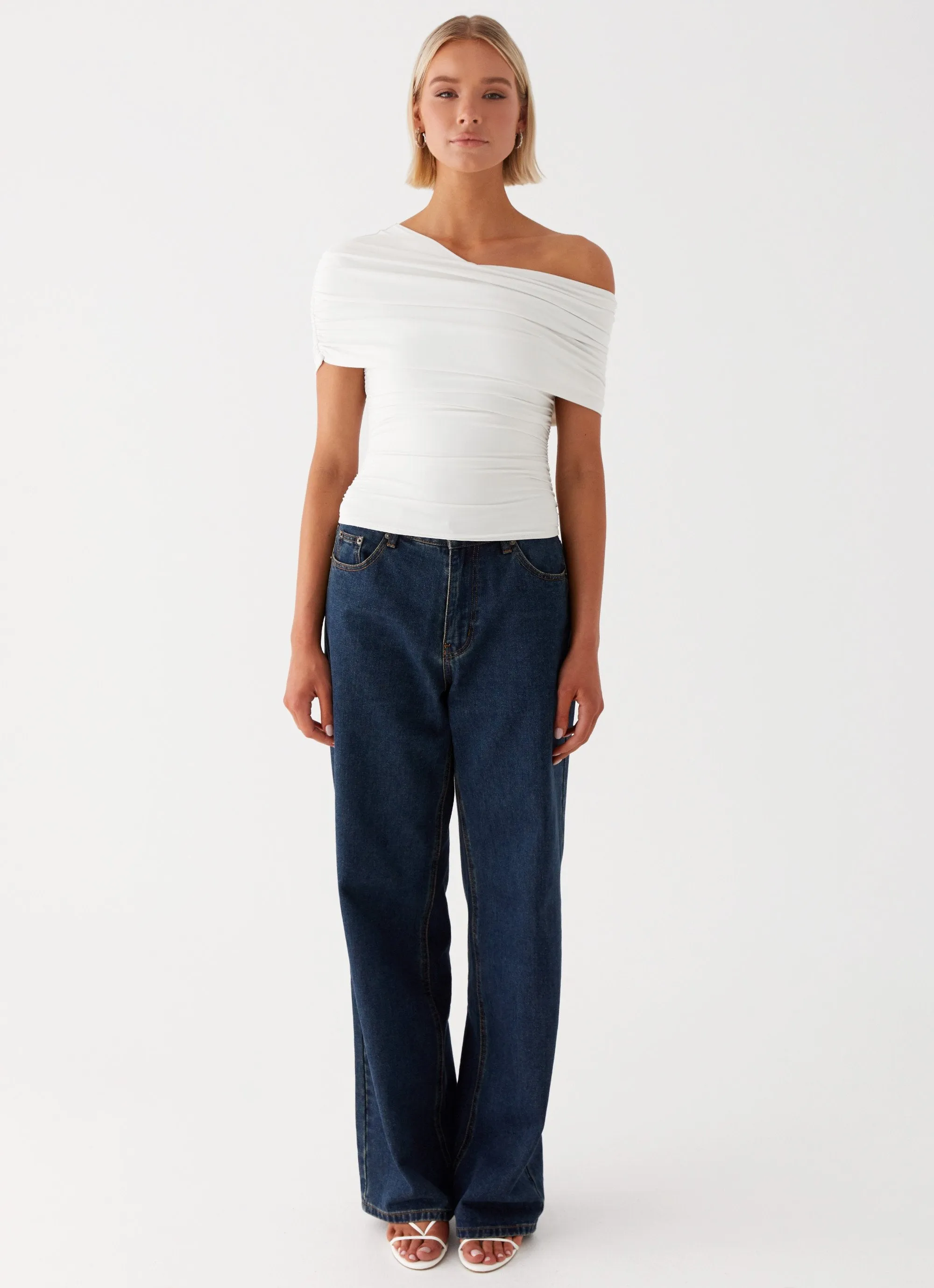 Gabbie Off Shoulder Top - White sold by Peppermayo product image thumbnail 2