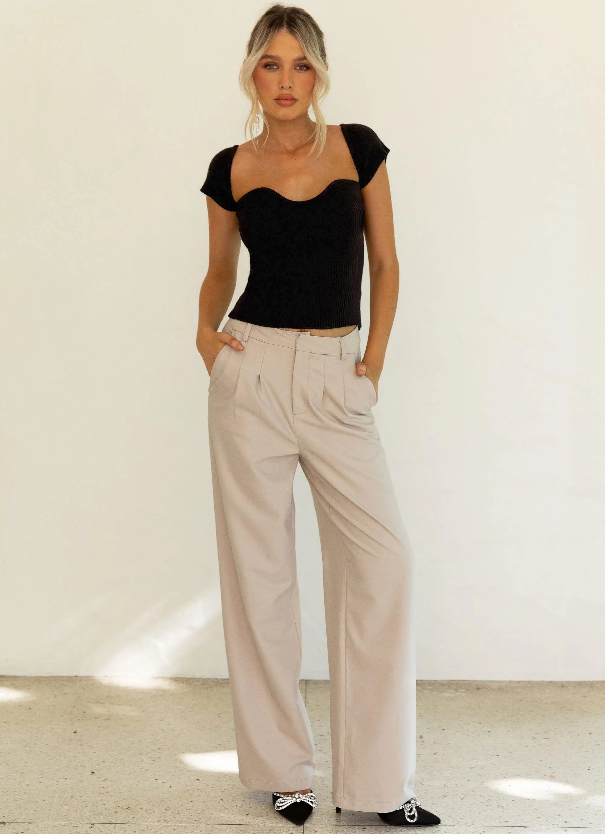 Magdalena Suit Pants - Stone sold by Peppermayo