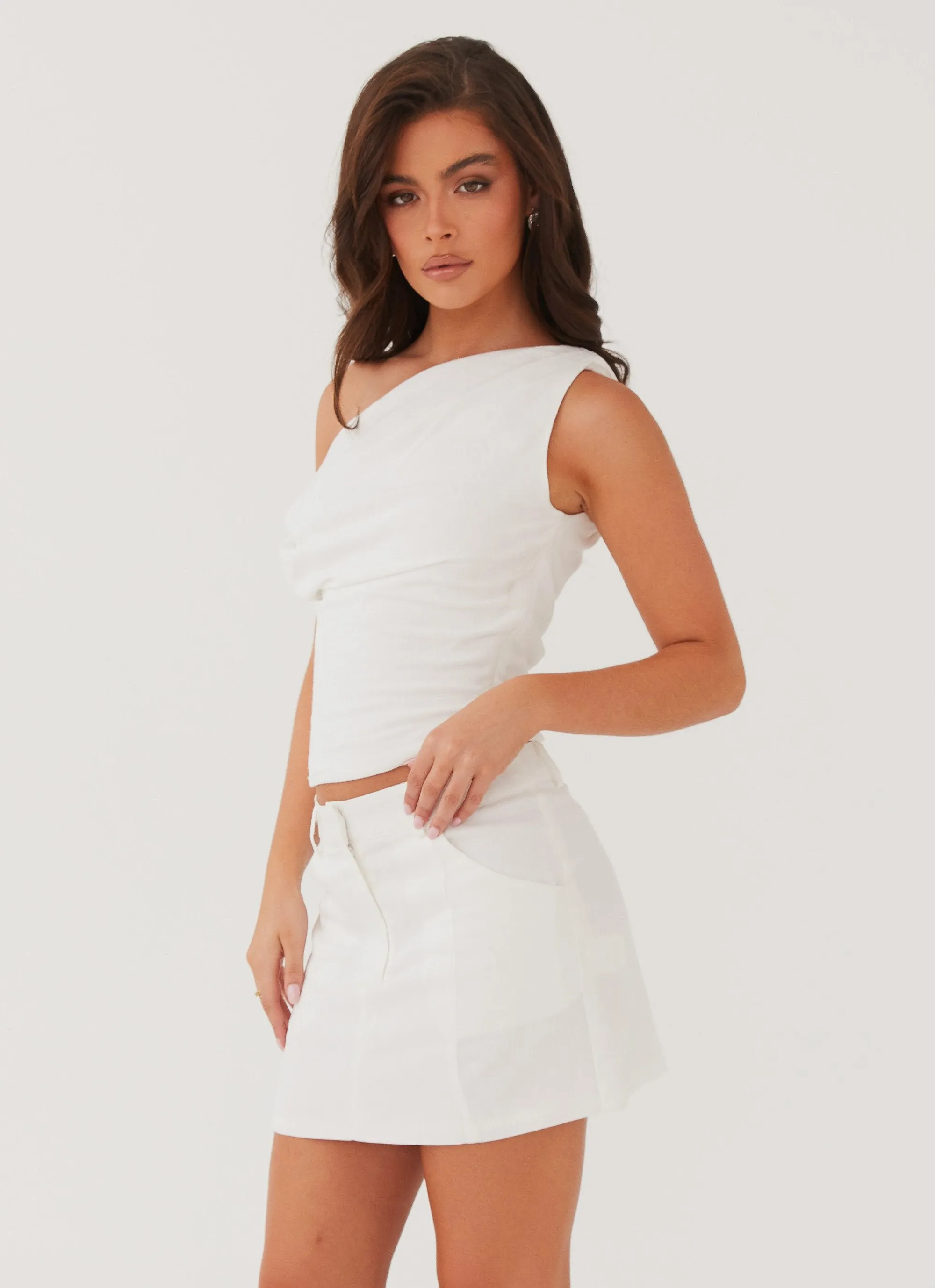Marissa Linen One Shoulder Top - White sold by Peppermayo product image thumbnail 3