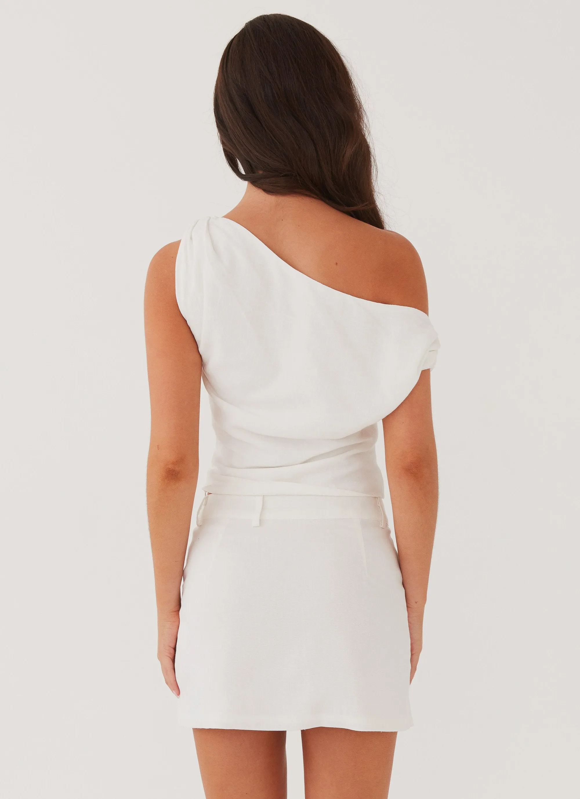 Marissa Linen One Shoulder Top - White sold by Peppermayo product image thumbnail 4