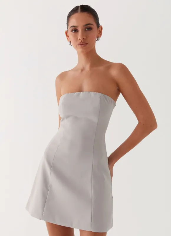 Ayanna Strapless Mini Dress - Grey sold by Peppermayo