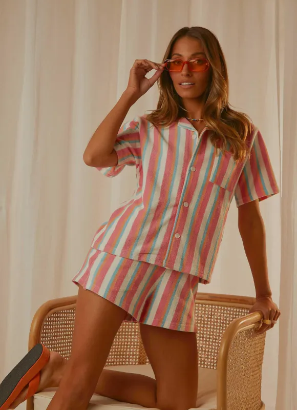 Island Vibes Terry Shirt - Vintage Stripe sold by Peppermayo