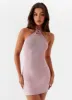 Delphi Rose Knit Mini Dress - Mauve Pink sold by Peppermayo