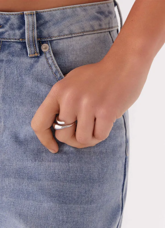 Teardrop Wrap Ring - Silver sold by Peppermayo