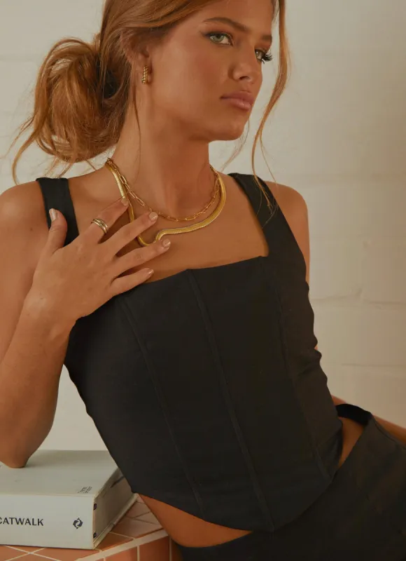 Pastel Skies Bustier Top - Black sold by Peppermayo