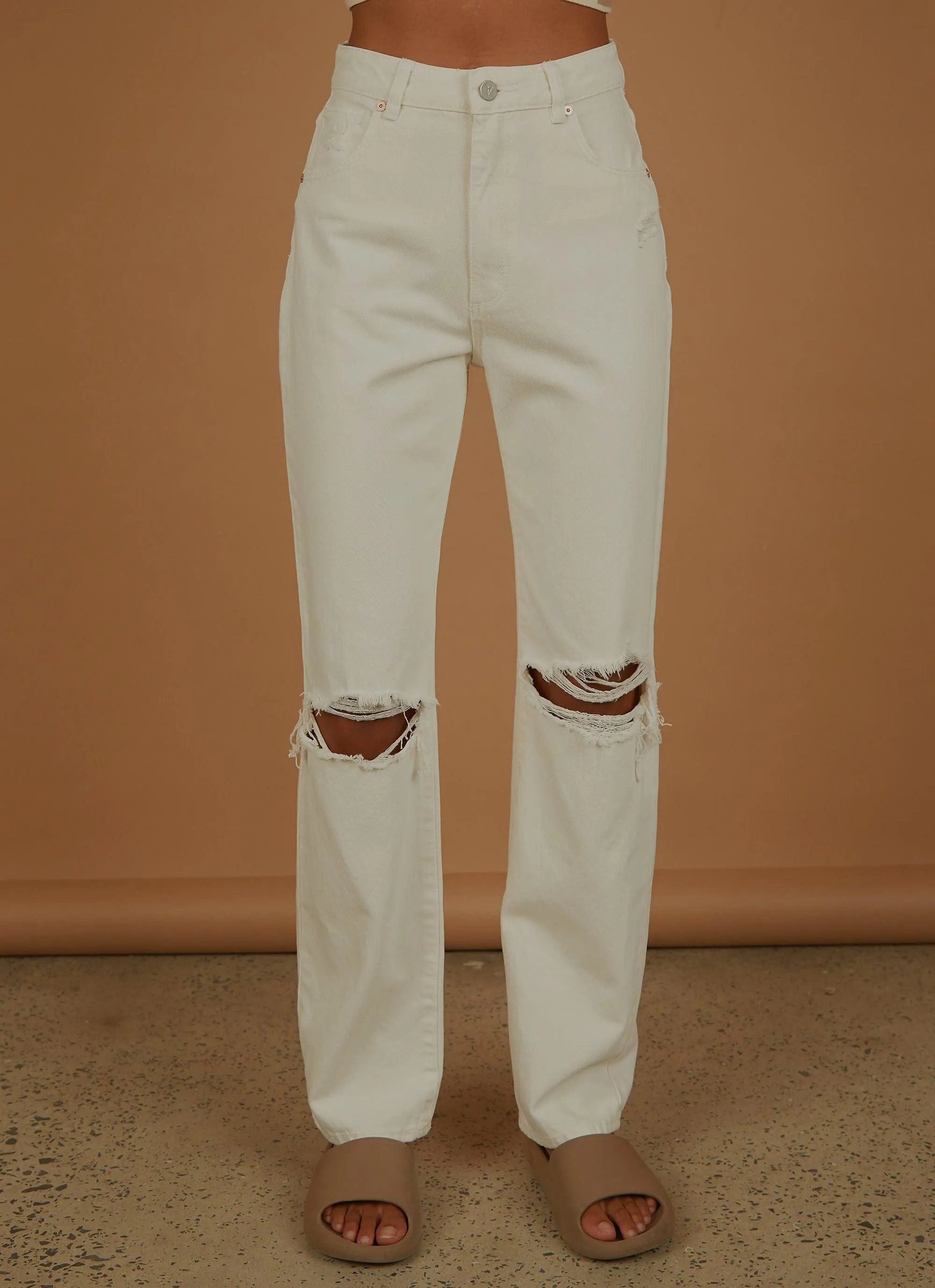 A 94 High Straight Jean - White Fade Rip sold by Peppermayo