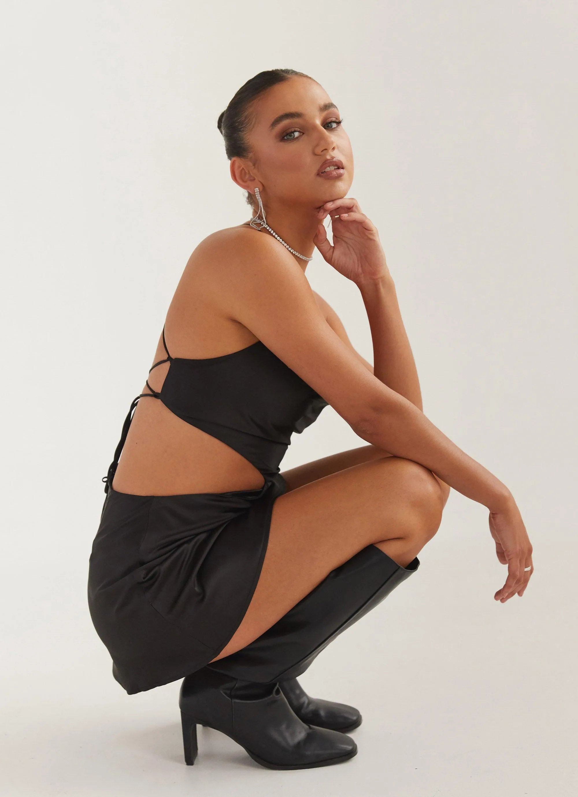 Fluid Satin Mini Dress - Shadow sold by Peppermayo product image thumbnail 5