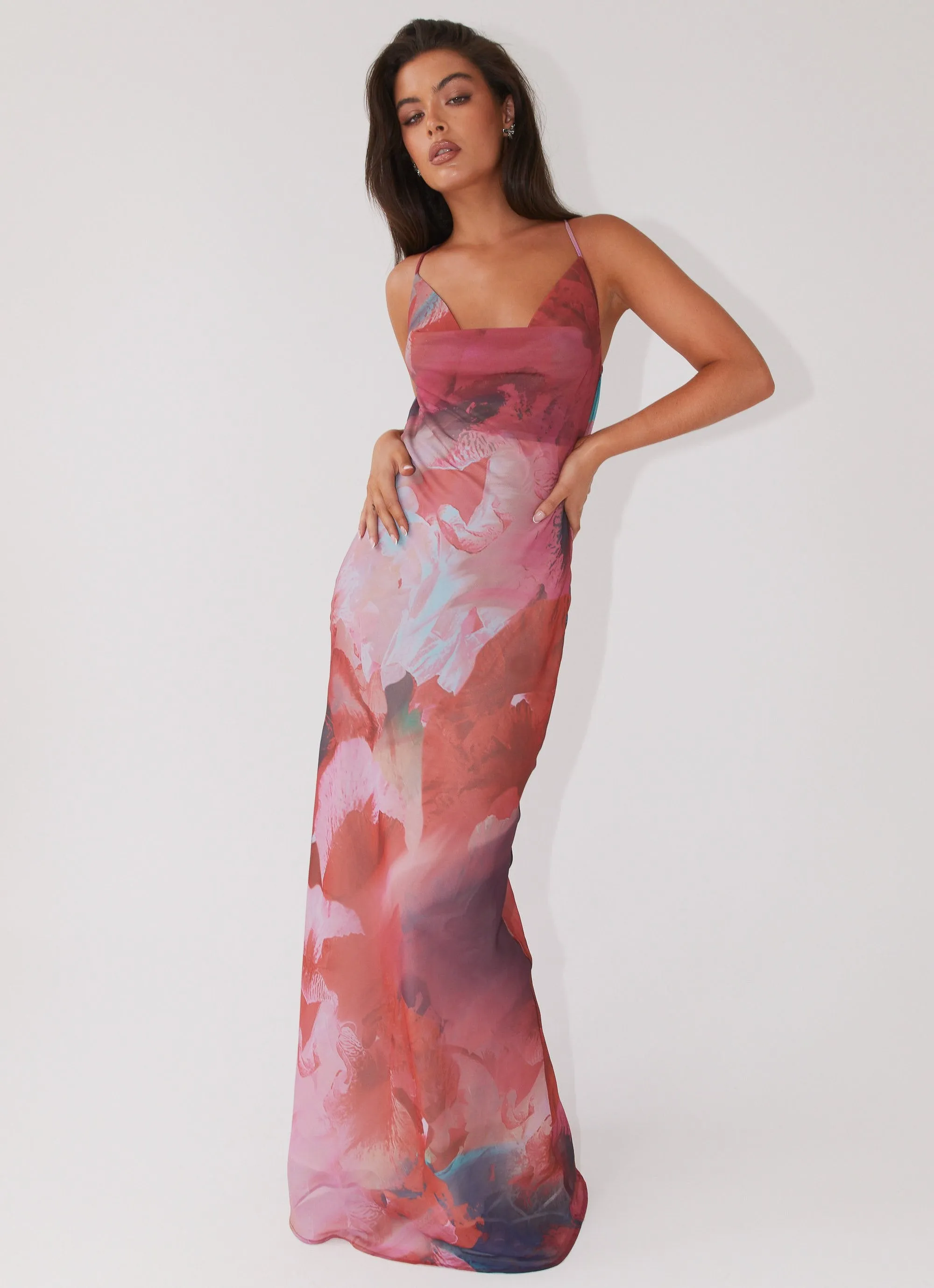 Abigail Cowl Maxi Dress - Scarlet Burst sold by Peppermayo product image thumbnail 2