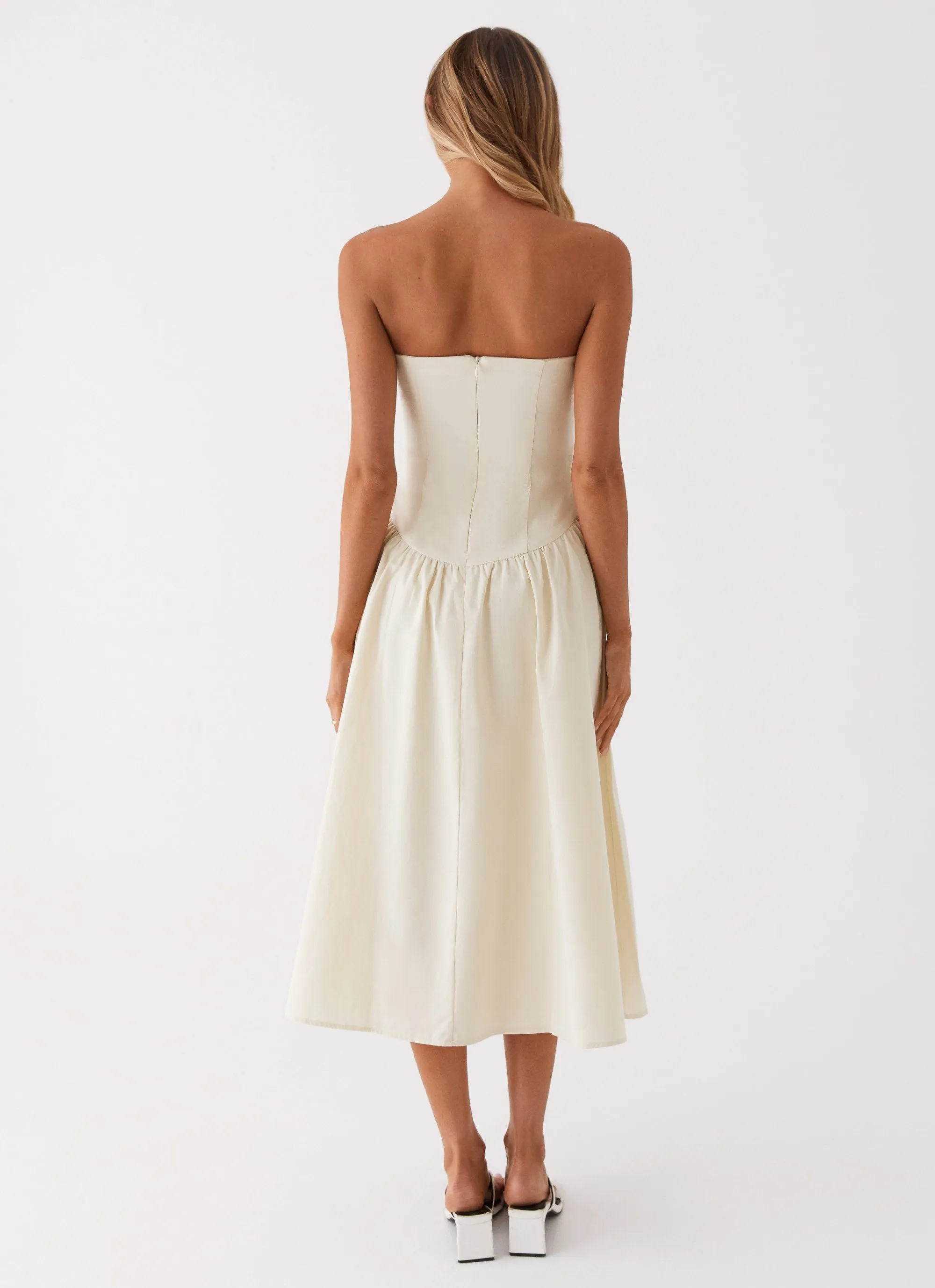 Rosebud Bustier Midi Dress - Ivory sold by Peppermayo product image thumbnail 4