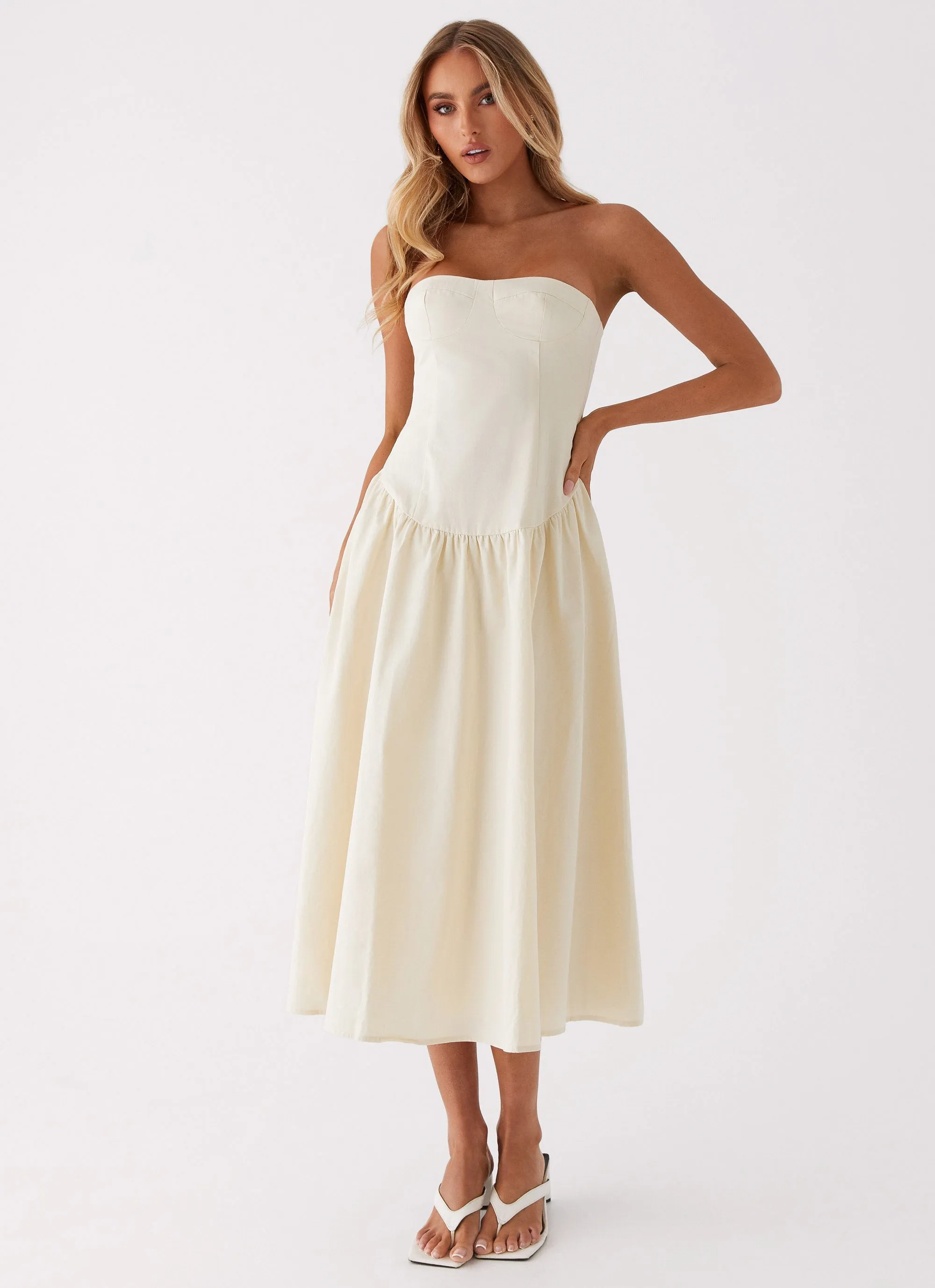 Rosebud Bustier Midi Dress - Ivory sold by Peppermayo product image thumbnail 5