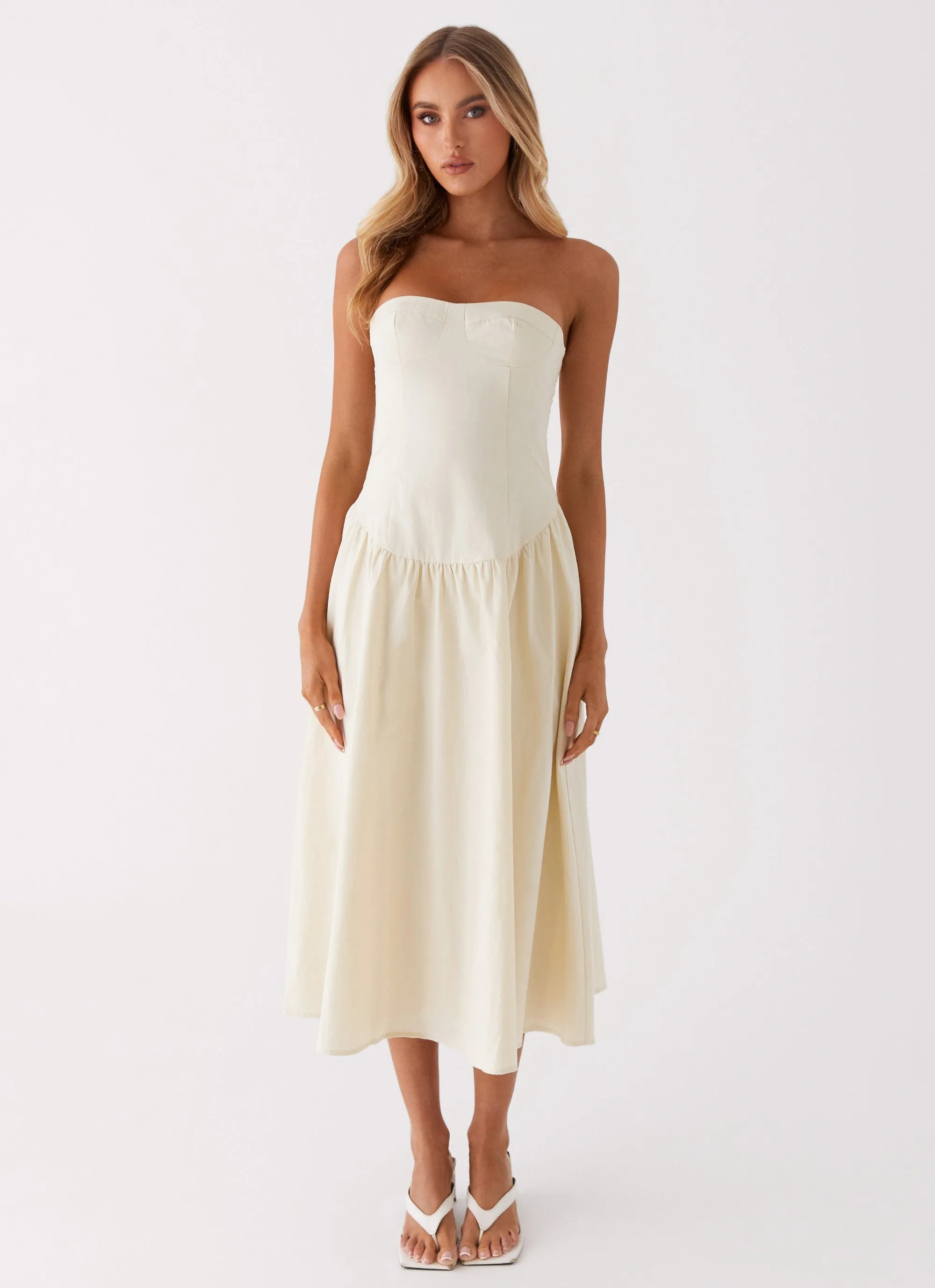 Rosebud Bustier Midi Dress - Ivory sold by Peppermayo product image thumbnail 2